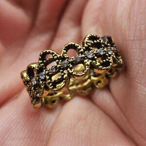 Valentines Unisex Ring Finger Band Gold/Black Tone Fashion Jewelry Rings Size 9